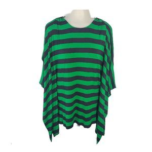 green striped cold shoulder tunic top